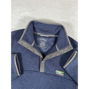 L.L. Bean 298050 Blue 1/4 Snap Fleece Pullover Sweater Slightly Fitted Men's Med